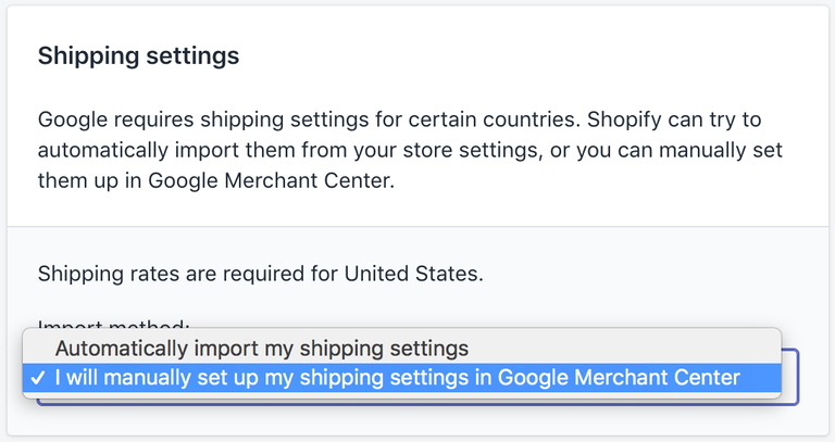 Shopify Google Shopping Shipping Settings